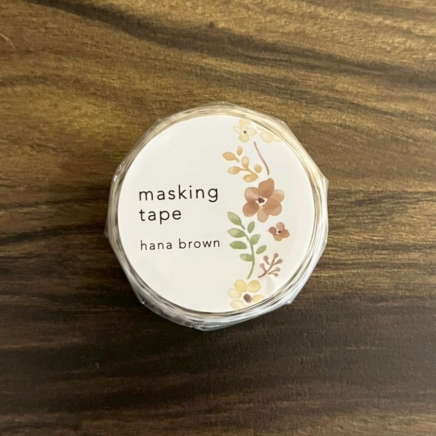 日本製MIND WAVE 咖啡色系花朵藤蔓圖案和紙紙膠帶 手帳紙膠帶 貼紙-細節圖2