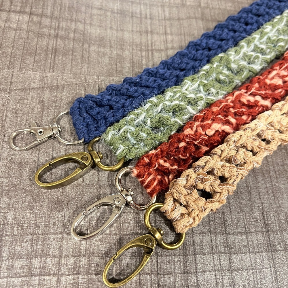 Jenny’s good life 手作毛線鏤空交叉條紋手機背帶 手機掛繩 手機繩-細節圖2