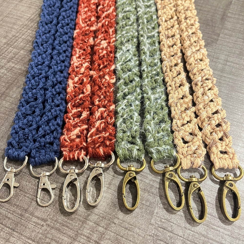 Jenny’s good life 手作毛線鏤空交叉條紋手機背帶 手機掛繩 手機繩-細節圖4