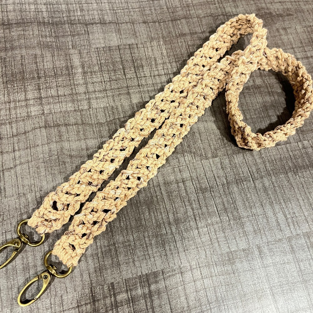 Jenny’s good life 手作毛線鏤空交叉條紋手機背帶 手機掛繩 手機繩-細節圖5