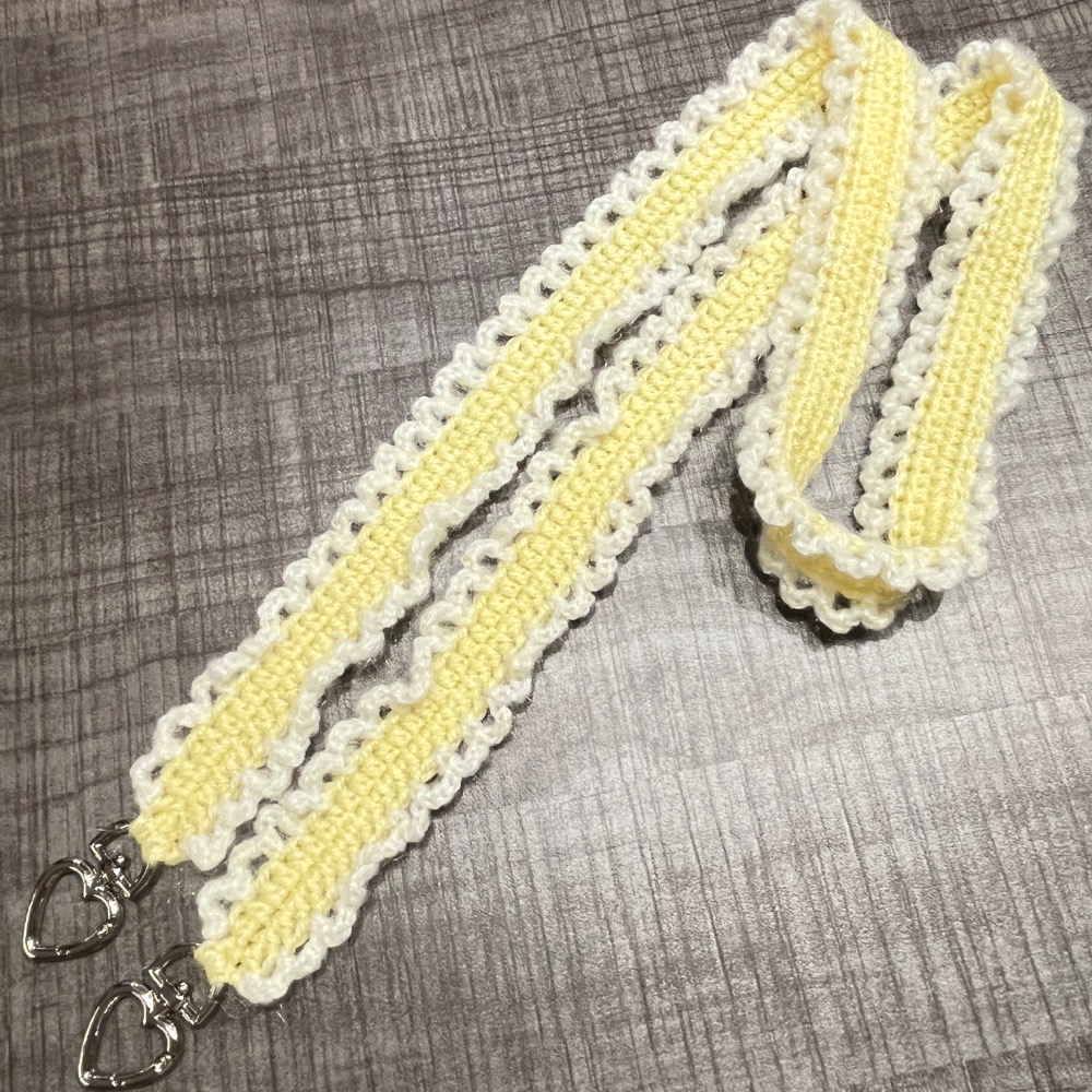 Jenny’s good life 手作毛線鏤空波浪花邊手機背帶 手機繩 手機掛繩 包包背帶-規格圖7