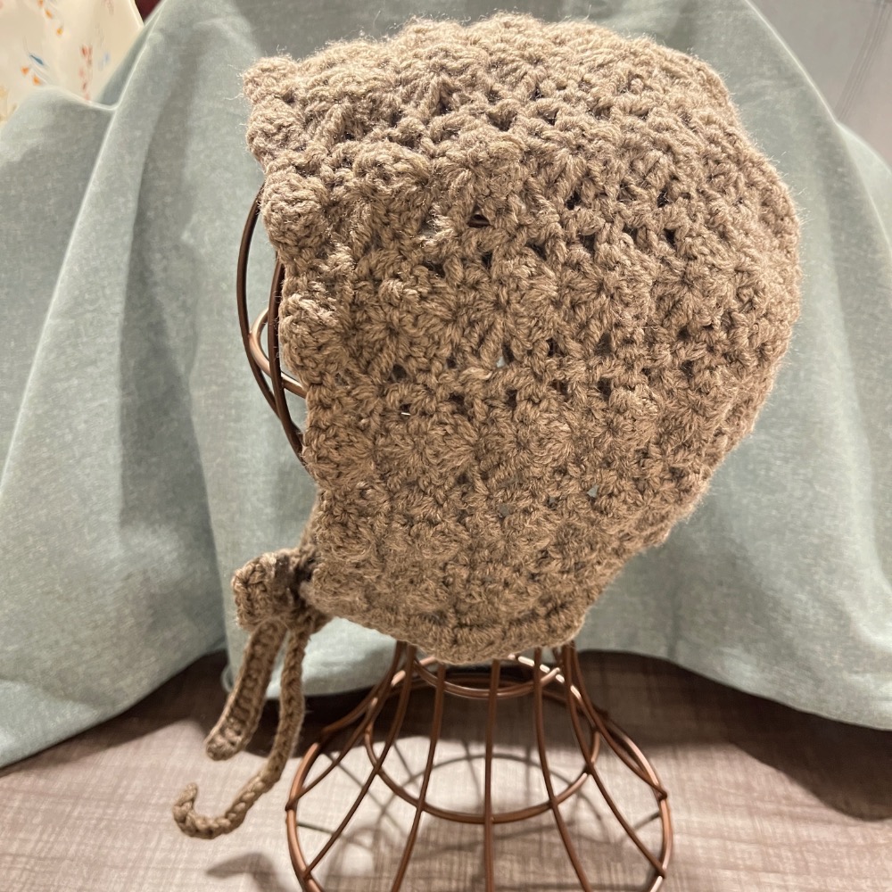 Jenny’s good life 手作毛線咖灰波浪花邊遮耳毛帽 遮耳帽-細節圖2