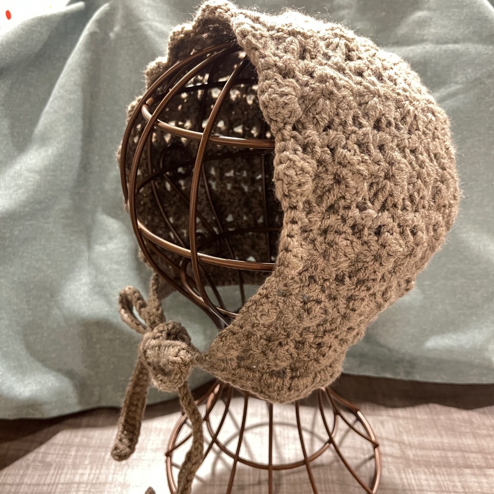 Jenny’s good life 手作毛線咖灰波浪花邊遮耳毛帽 遮耳帽-細節圖5