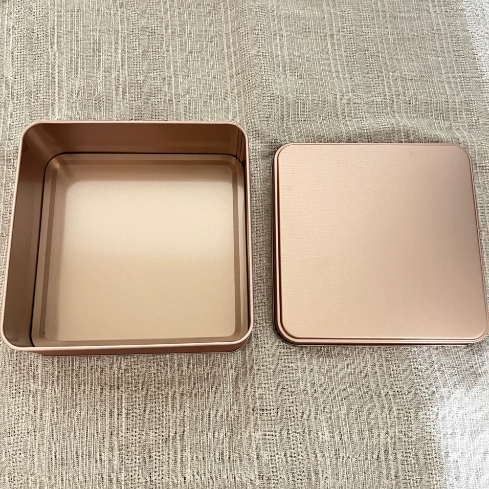 霧面玫瑰金方形鐵盒 甜點包材 餅乾包材 收納盒 方盒-細節圖2