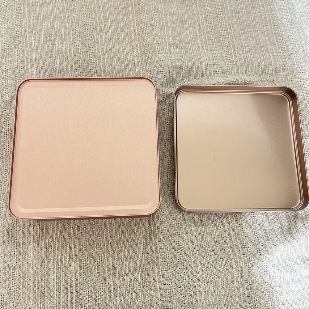 霧面玫瑰金方形鐵盒 甜點包材 餅乾包材 收納盒 方盒-細節圖3