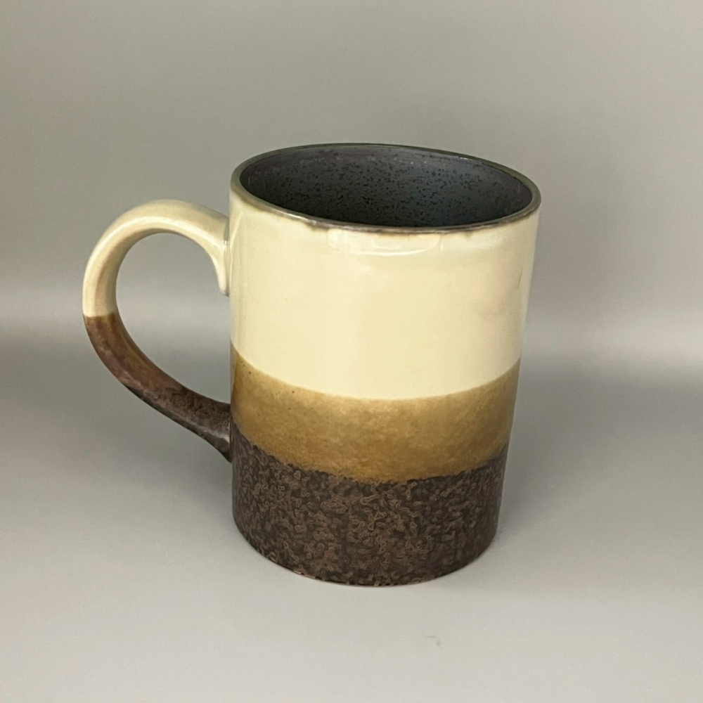 日本製美濃燒咖啡色系三色色塊陶瓷馬克杯 杯子 水杯 300ml-細節圖2