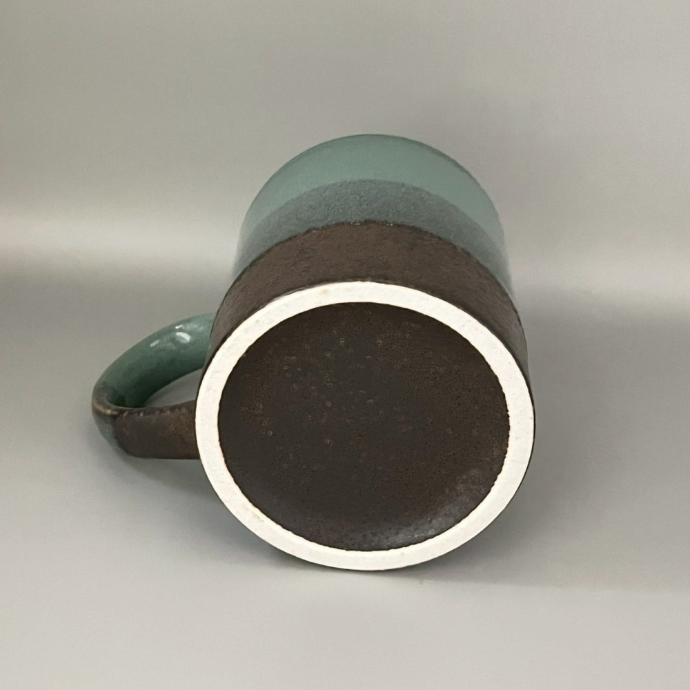 日本製美濃燒藍色與咖啡色系三色色塊陶瓷馬克杯 杯子 水杯 300ml-細節圖3