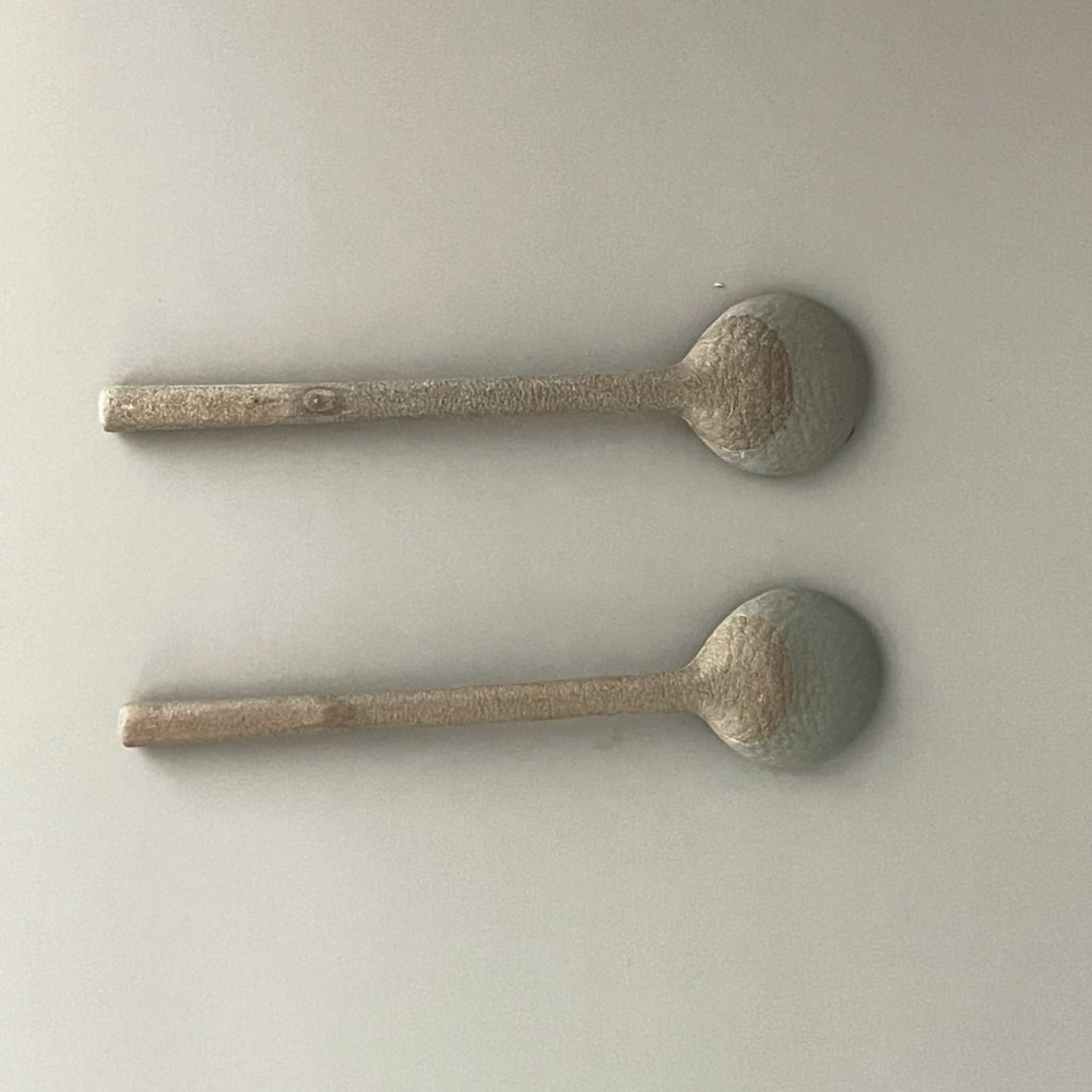 日本製文山窯美濃燒白色小花陶瓷攪拌湯匙 攪拌棒 攪拌匙-細節圖2