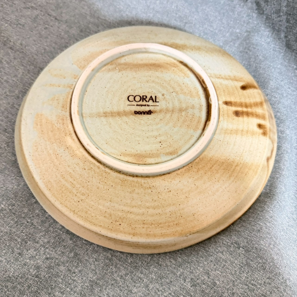 綠底咖啡色噴墨陶瓷盤 不規則盤 深盤 餐盤 餐具-細節圖2