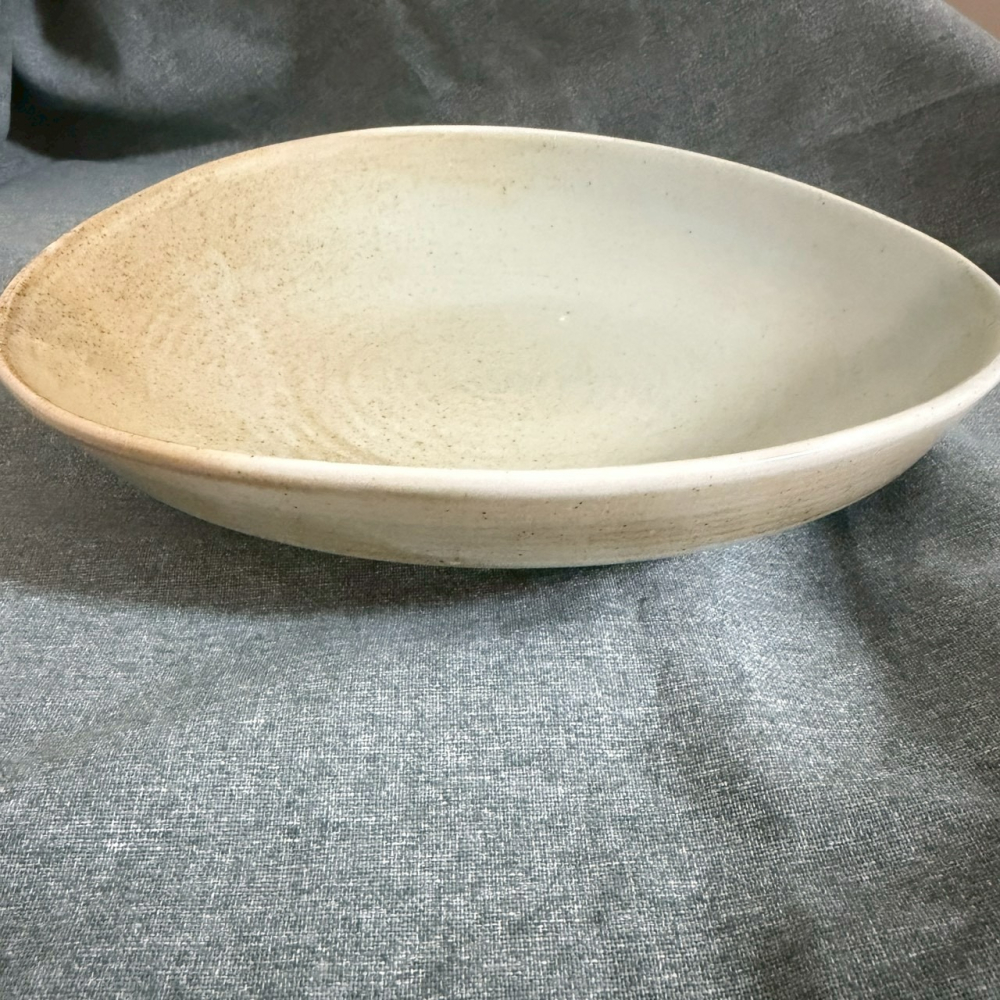 綠底咖啡色噴墨陶瓷盤 不規則盤 深盤 餐盤 餐具-細節圖4