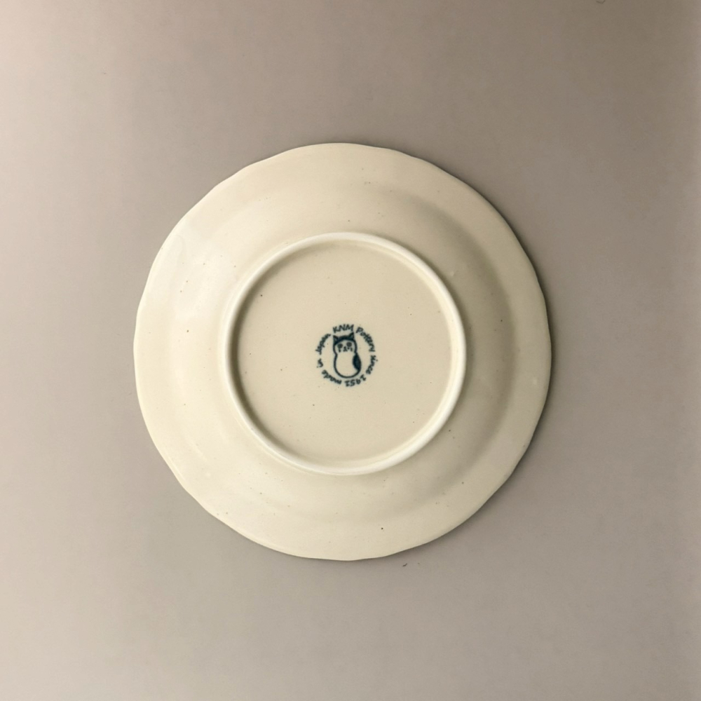 日本製美濃燒三花貓賓士貓虎斑貓三隻小貓咪不倒翁圖案小盤子 甜點盤 陶瓷盤 16.7公分-細節圖3