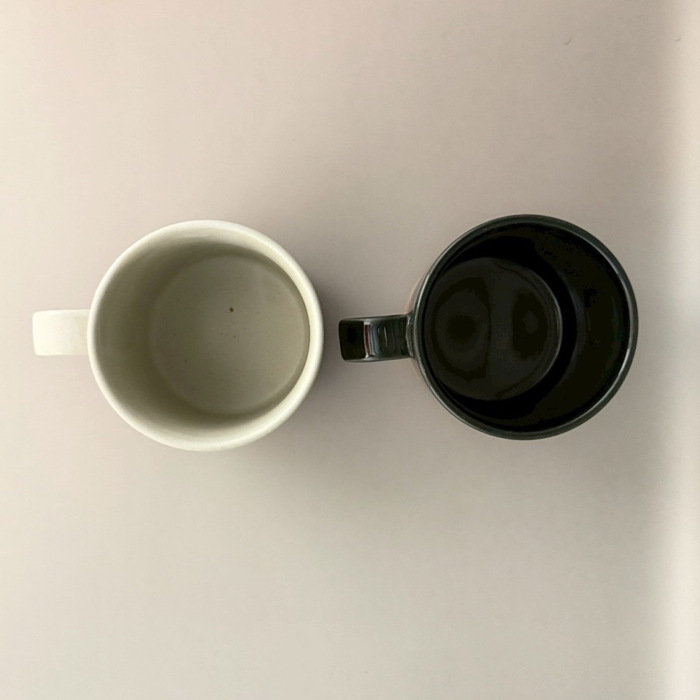 日本製美濃燒文山窯撞色色塊馬克杯 杯子 水杯  茶杯 250ml 白色 極深綠-細節圖2