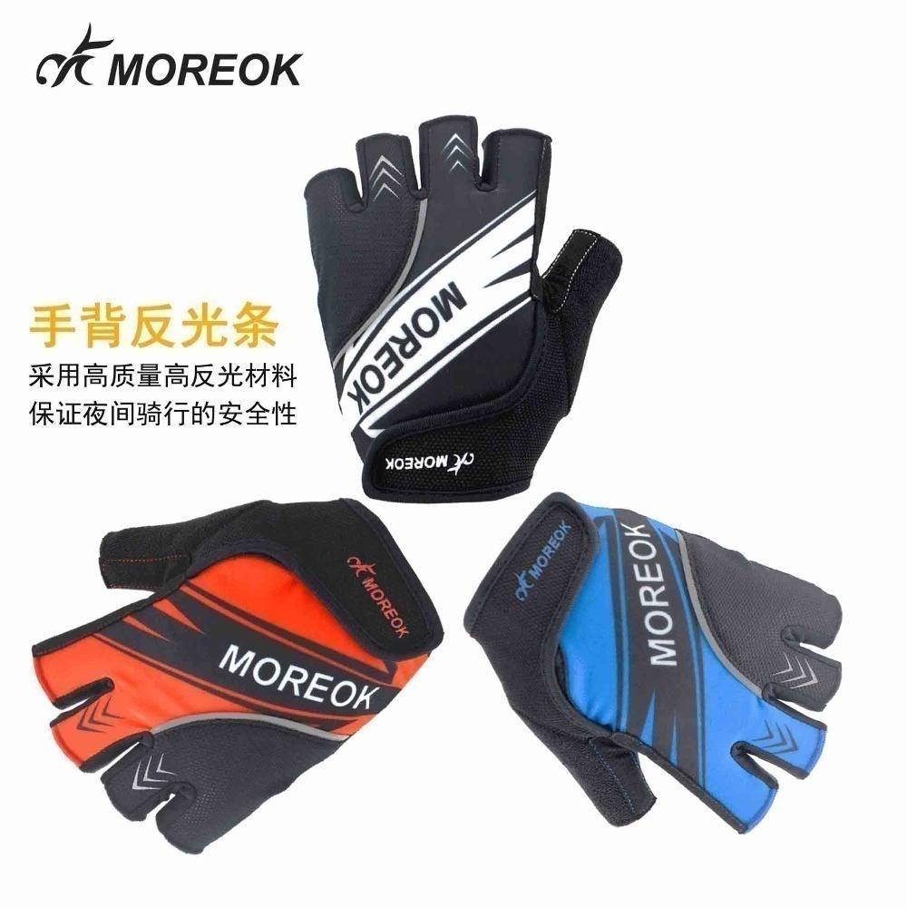 沃爾 MOREOK 巨人手套 自行車手套 GEL矽膠吸震墊 手心T型透氣設計 自行車半指手套 半指手套 腳踏車手套-細節圖3