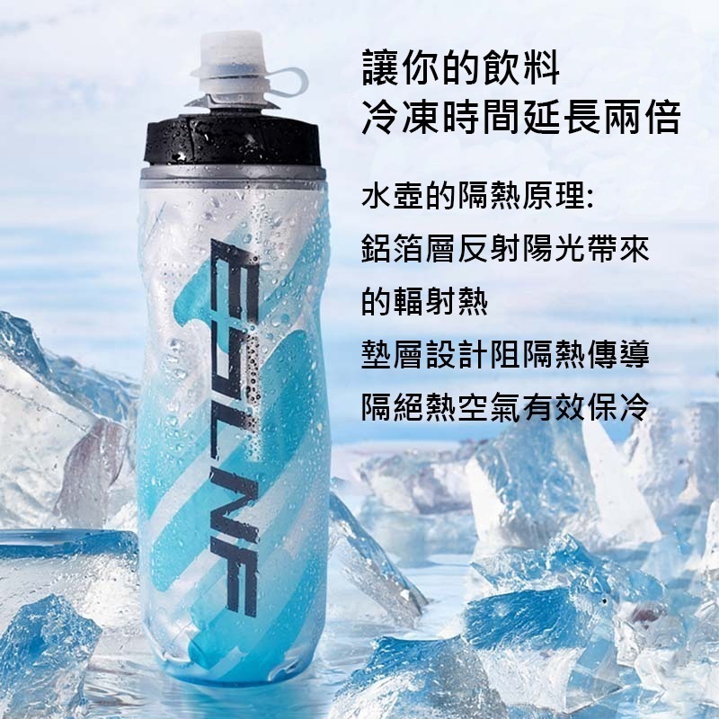 ESLNF 三層保溫水壺 保溫水壺 保冰水壺 保冷水壺 自行車水壺 噴射水壺 腳踏車水壺 運動水壺 大流量 大吸嘴-細節圖3