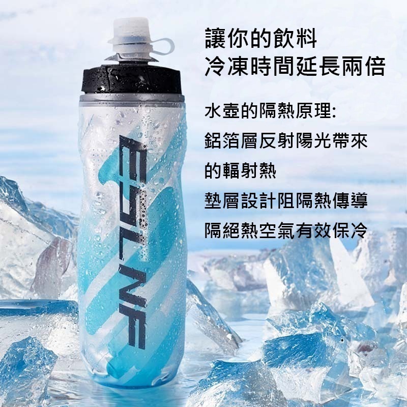 ESLNF 三層保溫 保溫水壺 保冰水壺 保冷水壺 自行車水壺 噴射水壺 腳踏車水壺 運動水壺 大流量 自行車保溫水壺-細節圖3