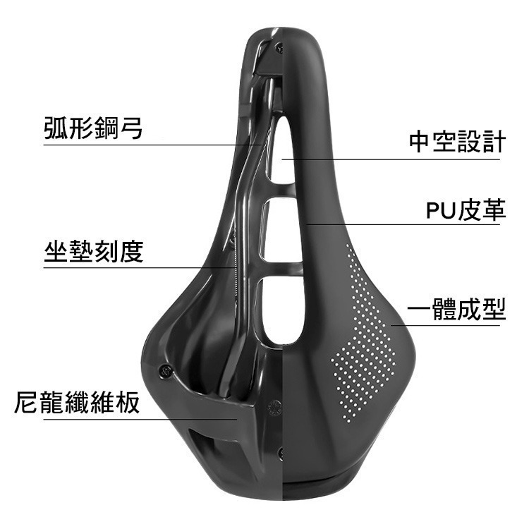 獅子座單車 W 自行車坐墊 寬版坐墊 公路車坐墊 中空座墊 短鼻頭 短版 腳踏車坐墊 透氣 舒適 人體工學 自行車座墊-細節圖3