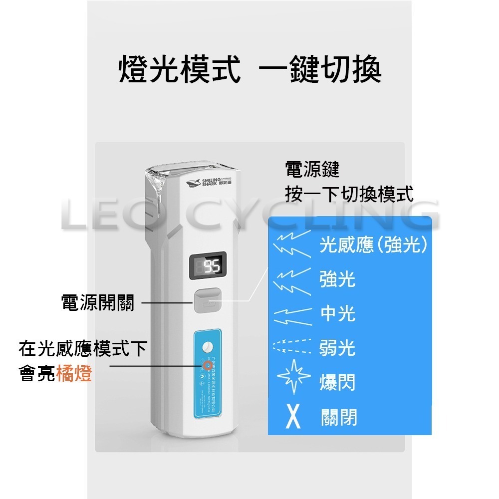 微笑鯊正品 QX-D431 自行車前燈 自行車燈 腳踏車大燈 德規 TYPE-C充電 感應式大燈 腳踏車前燈-細節圖3