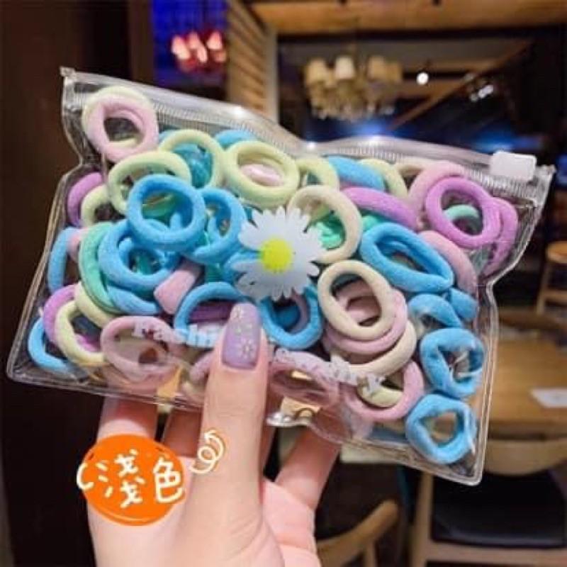 小腳呀🌟台灣現貨有發票✔️」兒童超彈力布髮圈100條綁髮專用-細節圖2