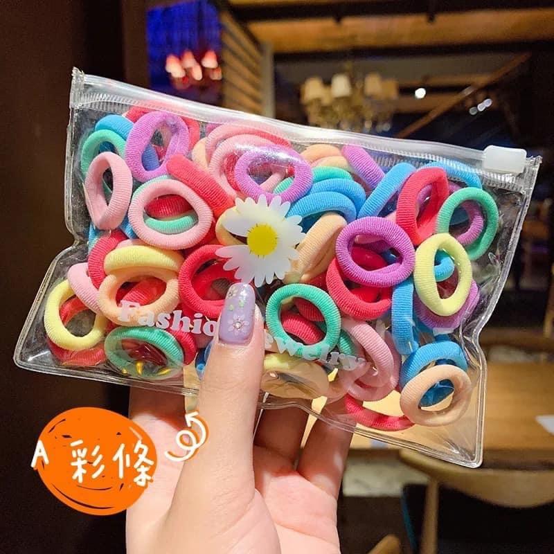 小腳呀🌟台灣現貨有發票✔️」兒童超彈力布髮圈100條綁髮專用-細節圖3