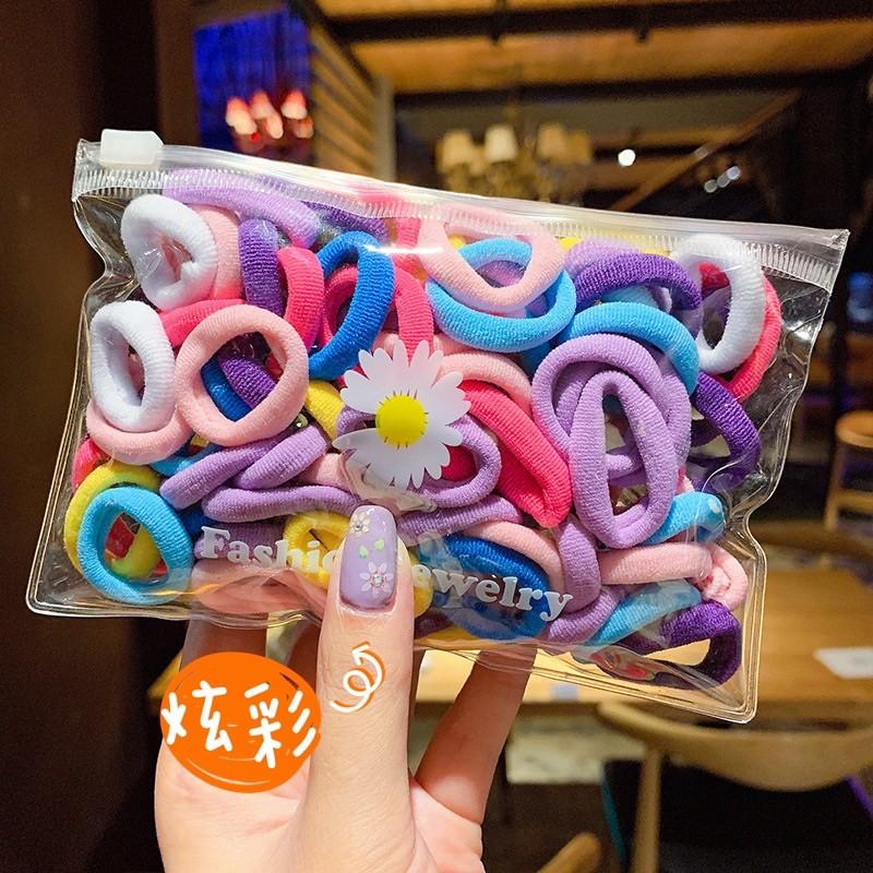 小腳呀🌟台灣現貨有發票✔️」兒童超彈力布髮圈100條綁髮專用-細節圖5