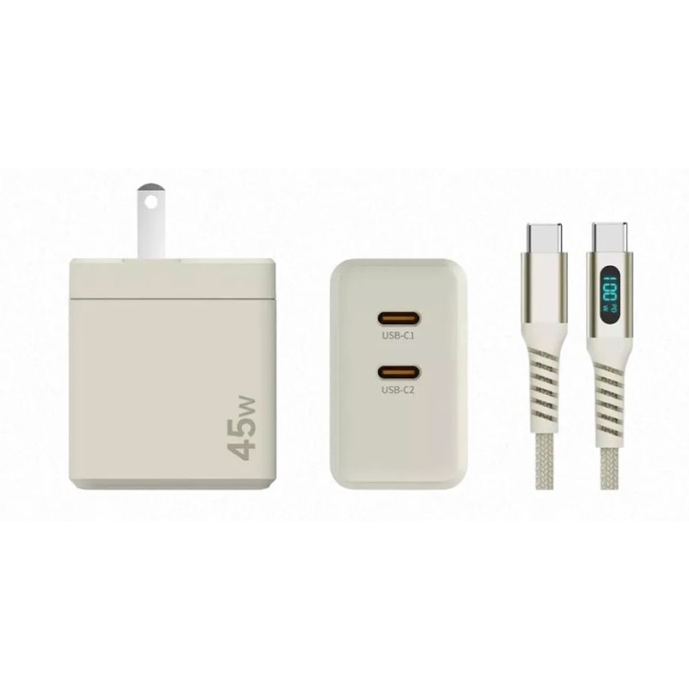 Samsung 三星原廠公司貨 ITFIT 45W 雙孔超快充組 - 米 (附充電器+100W LED Type C線)-細節圖2