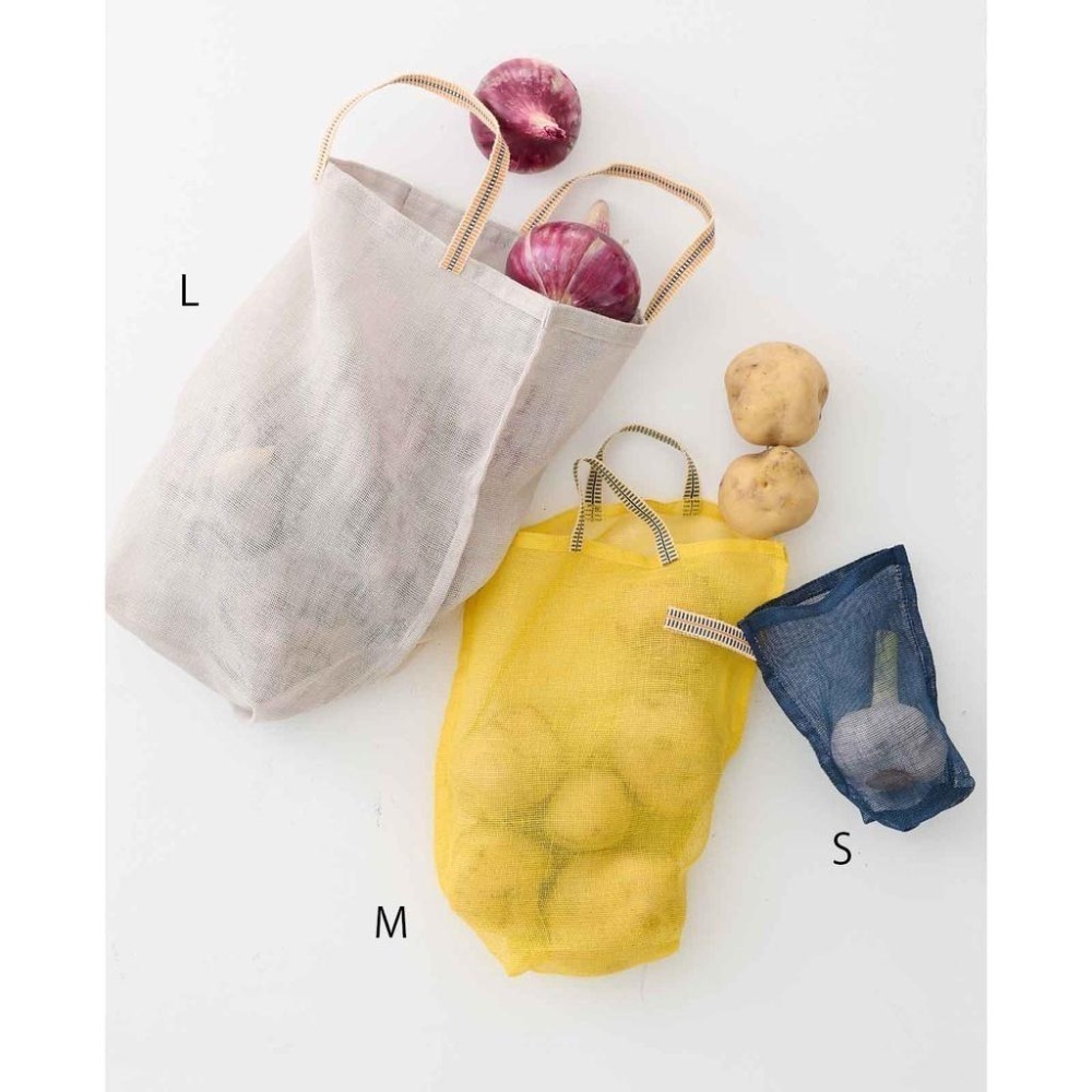 純淨北歐 | 日本製 奈良產 蚊帳生地 100%純棉 雙重面料野菜袋(M)(五色) 蔬果袋 蚊帳生地 新色 現貨 人氣-細節圖3