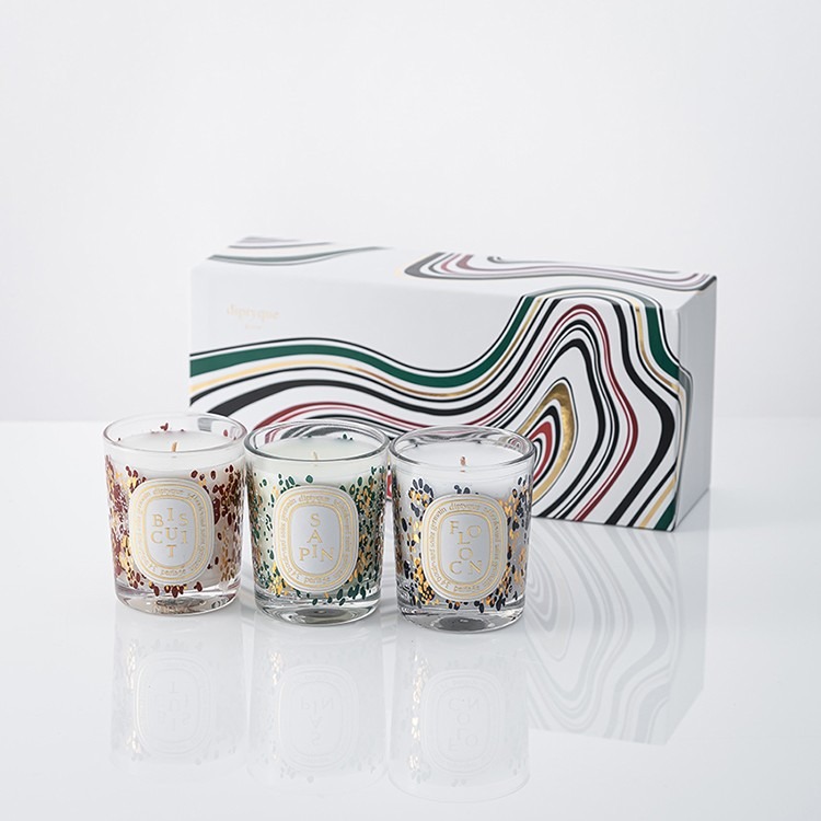 [Diptyque] 限量款 蠟燭 2021聖誕3入組 禮盒 墨翠冷杉 靛晶冬雪 紅輝曲奇 送禮 收藏 70g 附蝴蝶結-細節圖4