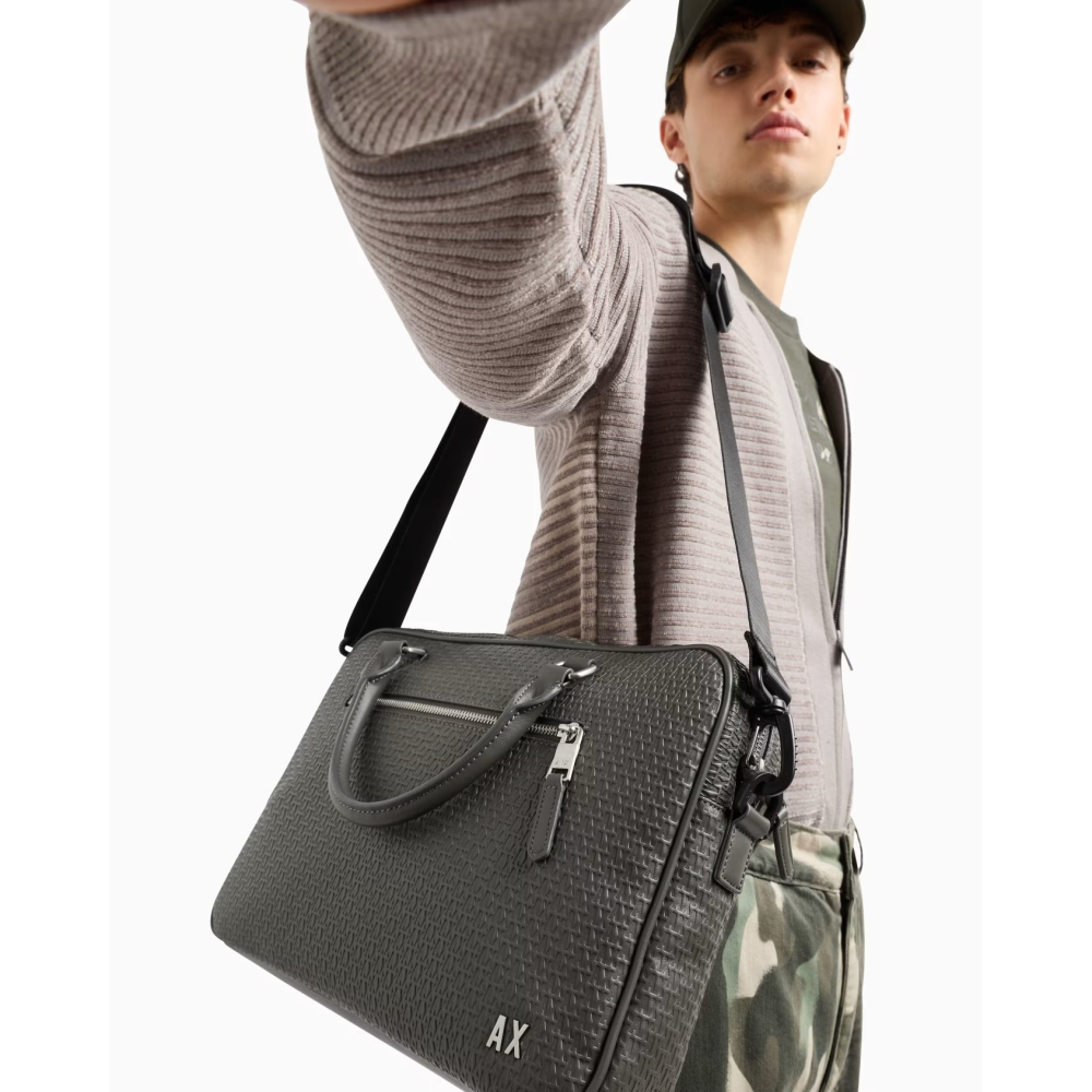 【良威精品】AX Armani Exchange 公事包 側背包 手提包 滿版字母 全新/美國代購/現貨-細節圖5