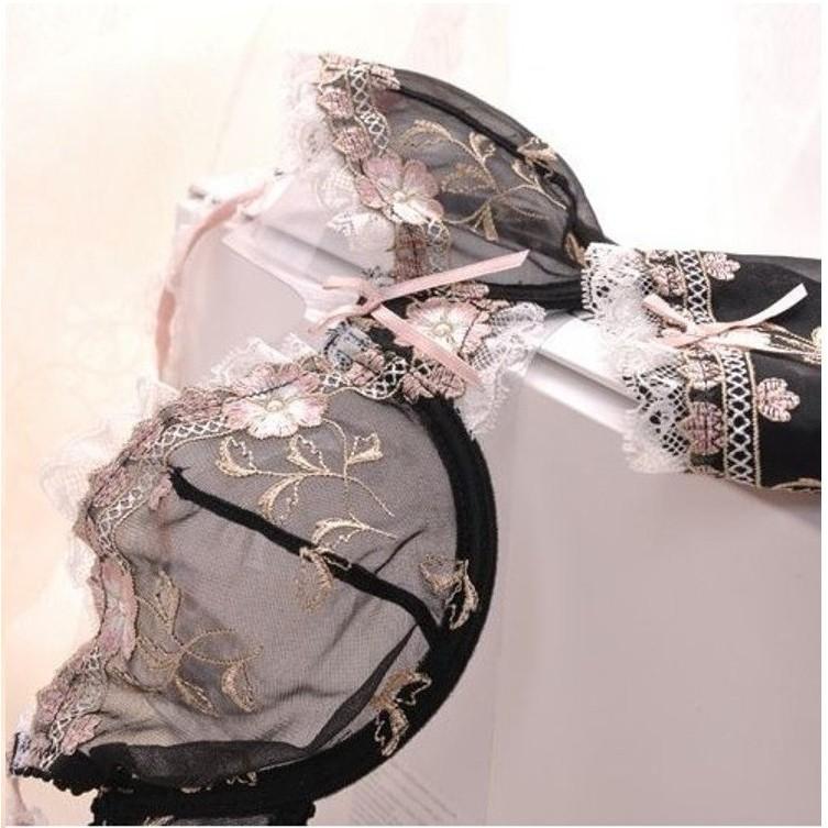 【現貨】精緻超薄款刺繡透明蕾絲 成套套裝 性感蕾絲超薄 舒適透氣內衣套裝 夏季涼爽舒適 性感嫵媚成套內衣-細節圖4