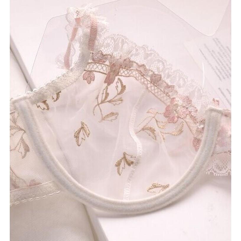 【現貨】精緻超薄款刺繡透明蕾絲 成套套裝 性感蕾絲超薄 舒適透氣內衣套裝 夏季涼爽舒適 性感嫵媚成套內衣-細節圖7