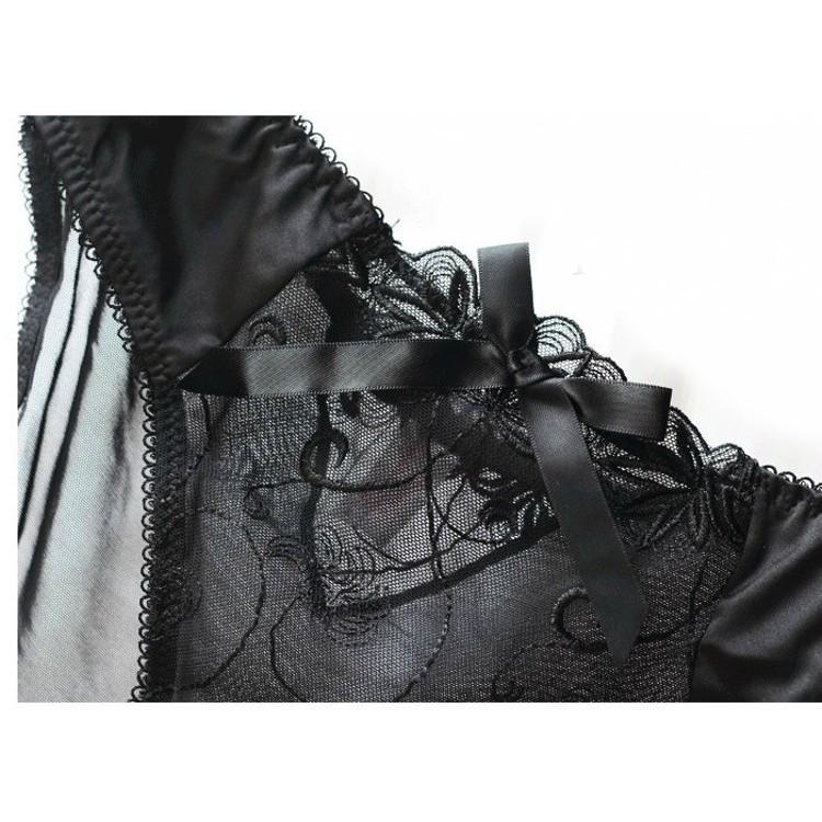 歐美性感高品質 超薄半透蕾絲內衣 網紗成套內衣 奢華刺繡性感誘惑胸罩內衣套裝 夏季涼爽舒適透氣 超薄鏤空蕾絲內衣褲-細節圖5