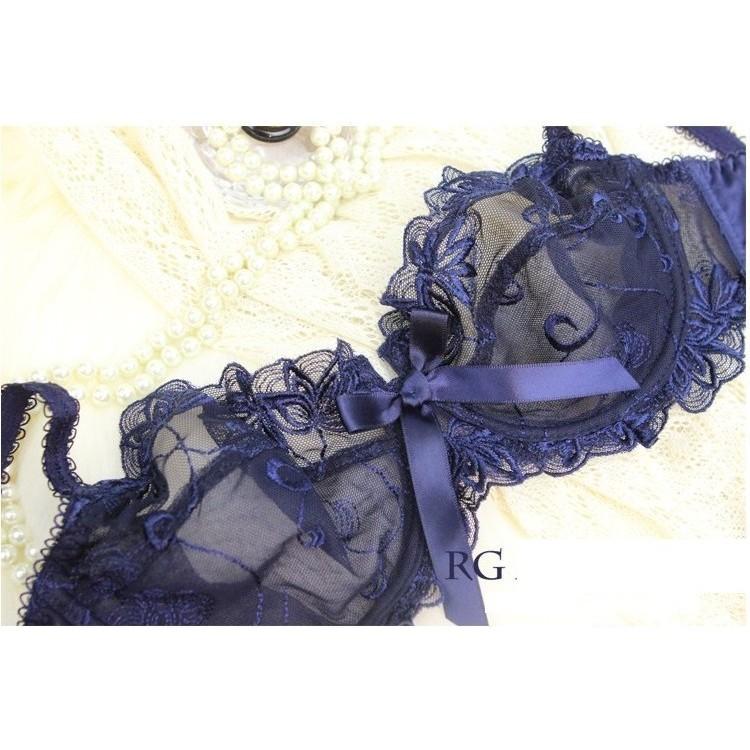 歐美性感高品質 超薄半透蕾絲內衣 網紗成套內衣 奢華刺繡性感誘惑胸罩內衣套裝 夏季涼爽舒適透氣 超薄鏤空蕾絲內衣褲-細節圖7