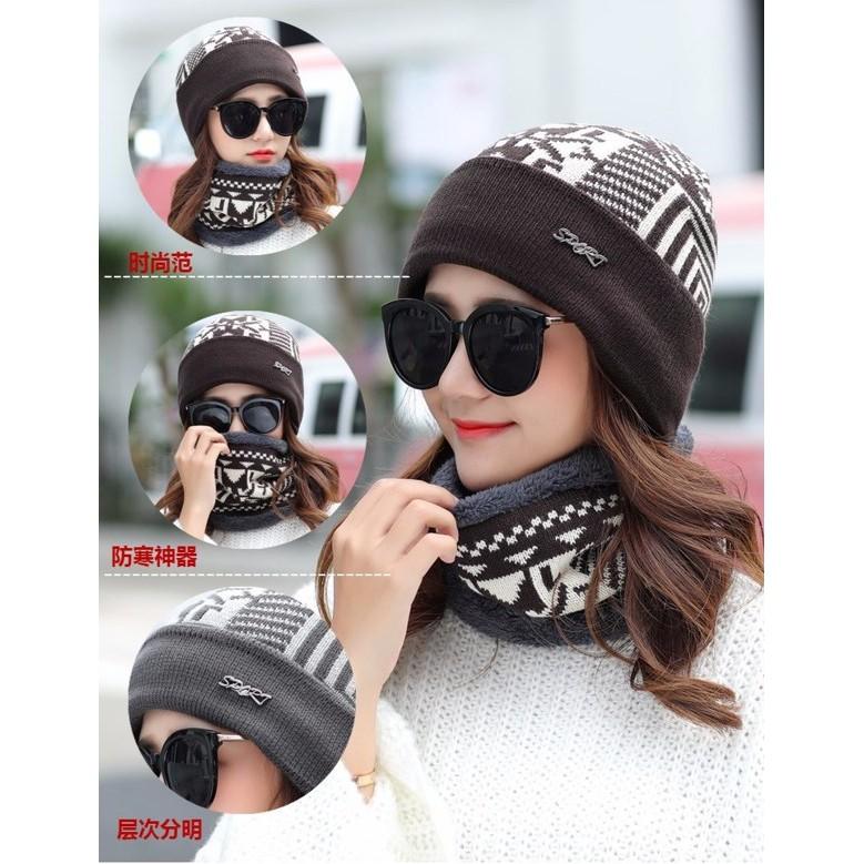 套頭帽+圍脖 加絨加厚 保暖帽 時尚針織帽 毛線帽 登山 爬山 露營 保暖防風護耳 孕婦 產婦 月子帽 騎車保暖 脖圍-細節圖7