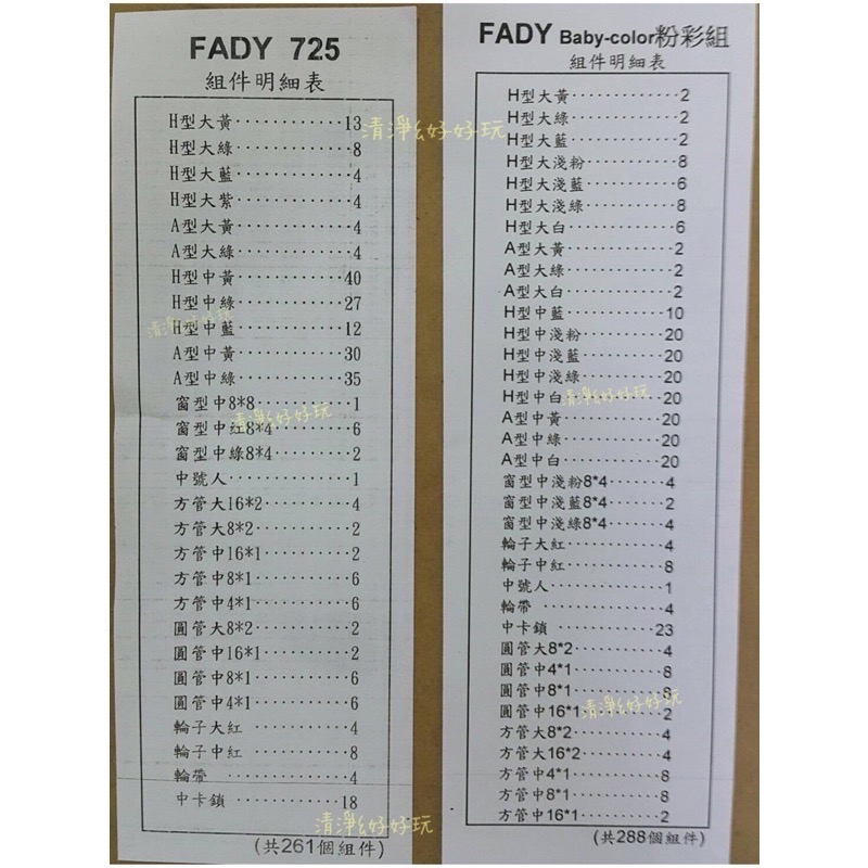 發迪積木 Fady積木 261pcs傳統.288pcs馬卡龍）🈶️ST檢驗 相容樂寶 Lasy Lowe-細節圖8