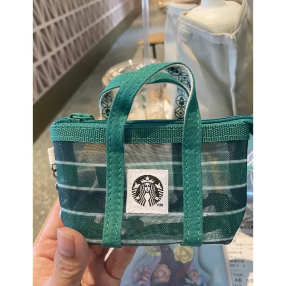 星巴克/星復古條紋網布大提袋-限定商品-細節圖2