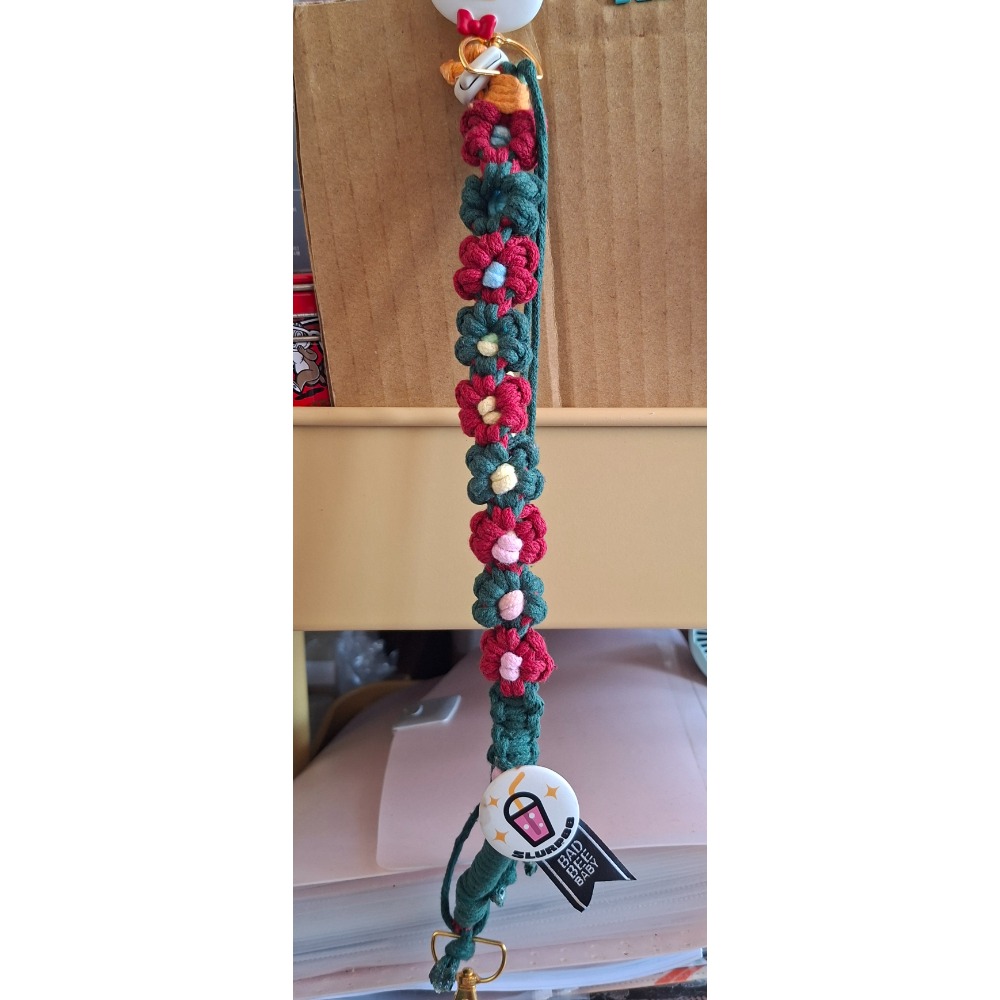 聖誕花朵兩用手機飲料掛繩