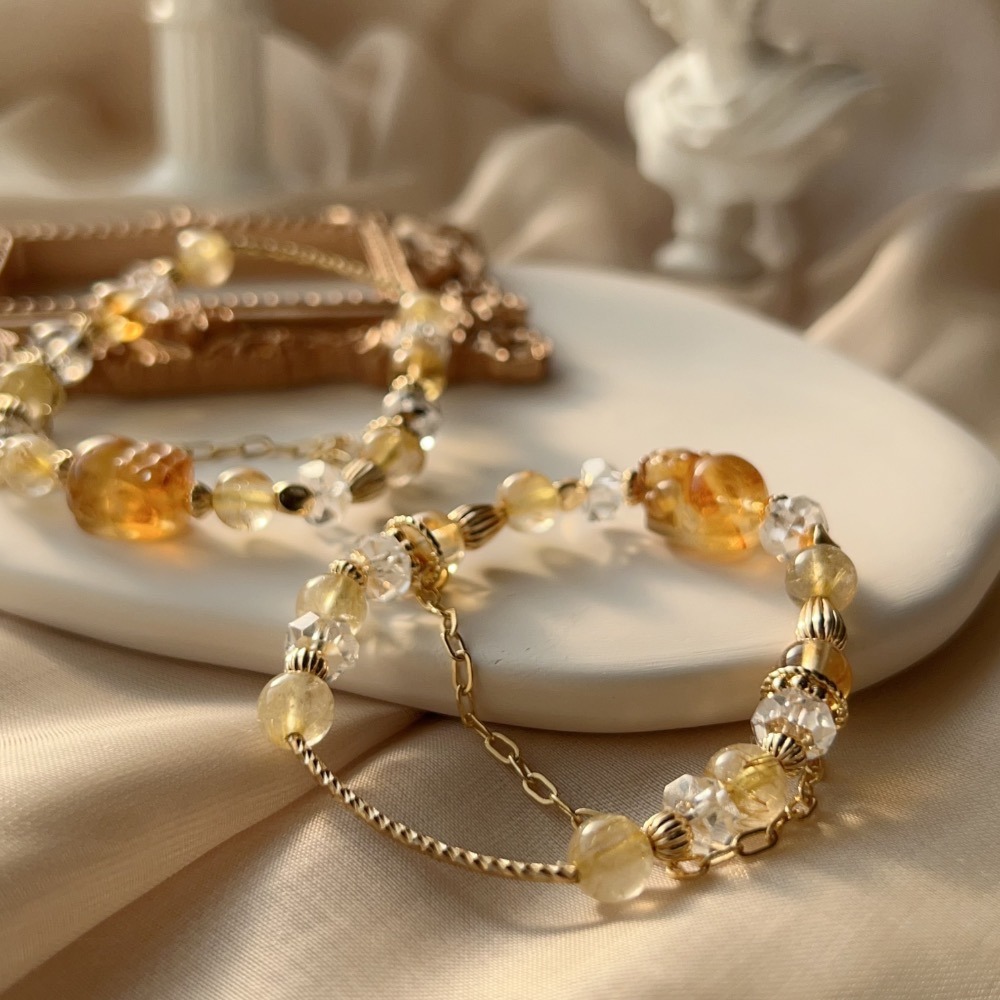 2號琥珀啤酒｜黃水晶貔貅、鈦晶 強力招正財 招偏財 可改手圍-細節圖4