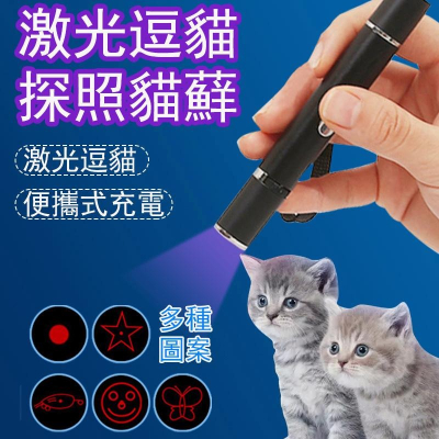4003💖現貨💖 逗貓雷射筆 激光逗貓棒 紅外線教學燈 USB充電式 便攜多圖案 手電筒 貓咪玩具