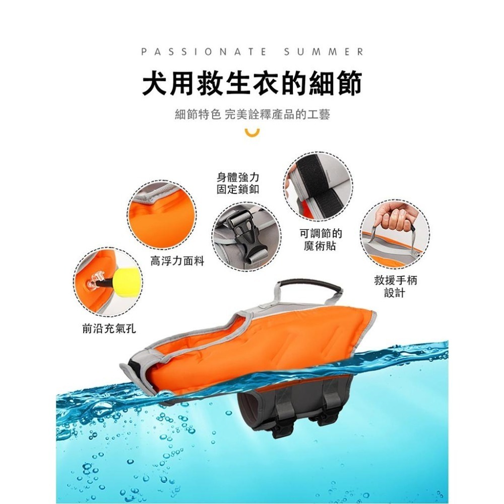 1001🐕現貨🐕 夏季寵物可調節充氣狗狗救生衣 小中大型犬泳衣 送充氣筒 浮力衣 防水背心-細節圖2