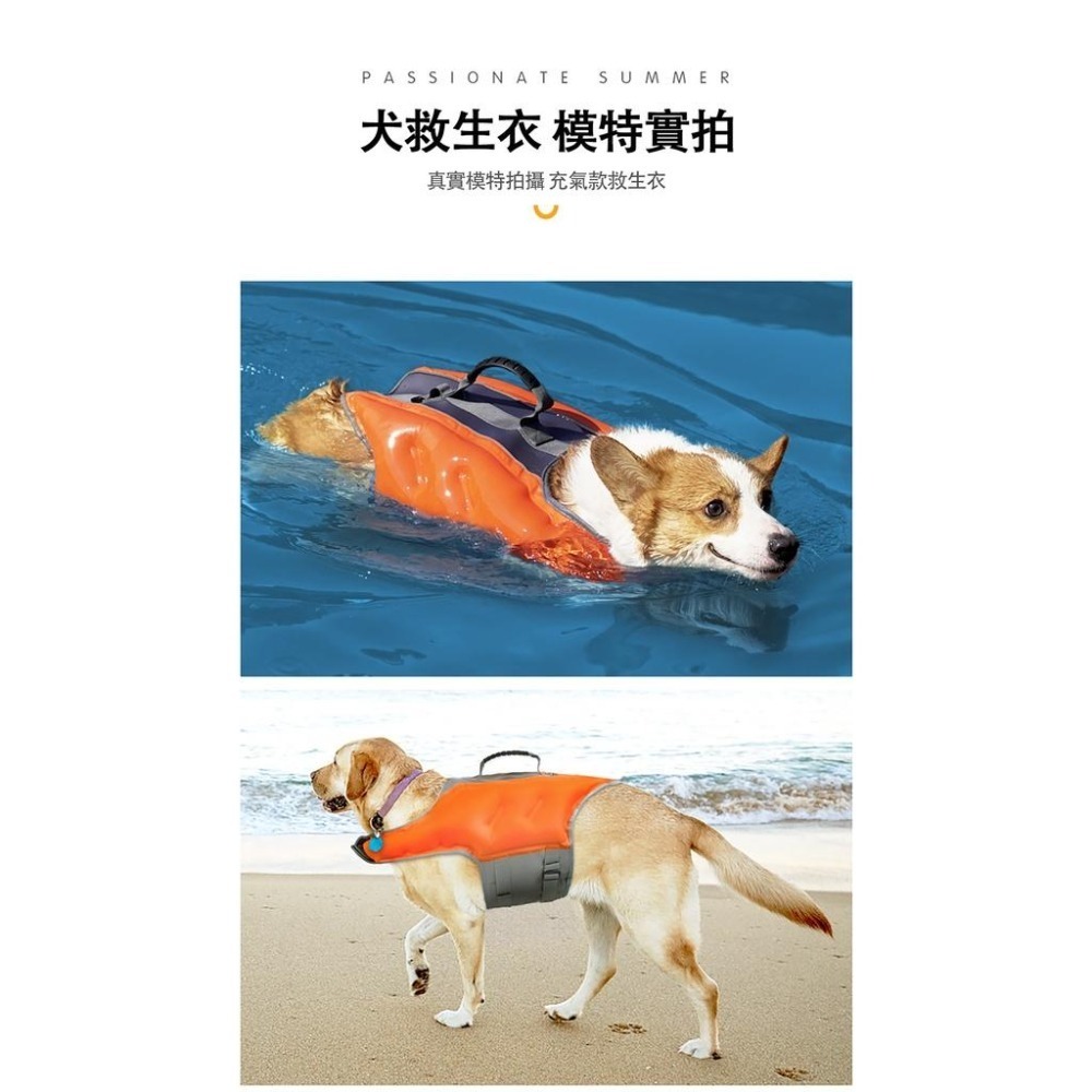 1001🐕現貨🐕 夏季寵物可調節充氣狗狗救生衣 小中大型犬泳衣 送充氣筒 浮力衣 防水背心-細節圖8