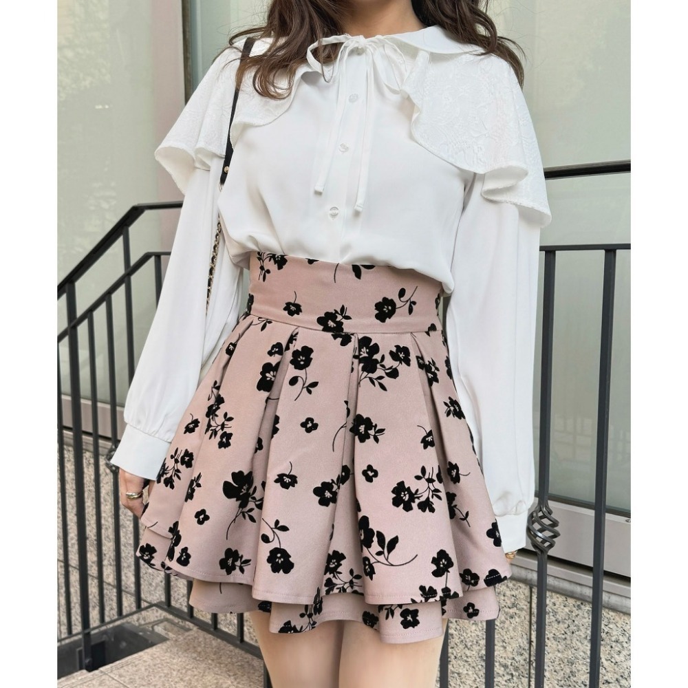 【apres jour⪩⪨秘境代購】預購 高腰喇叭雙層百褶裙 有內襯 顯瘦美腿 梨形友善-規格圖1