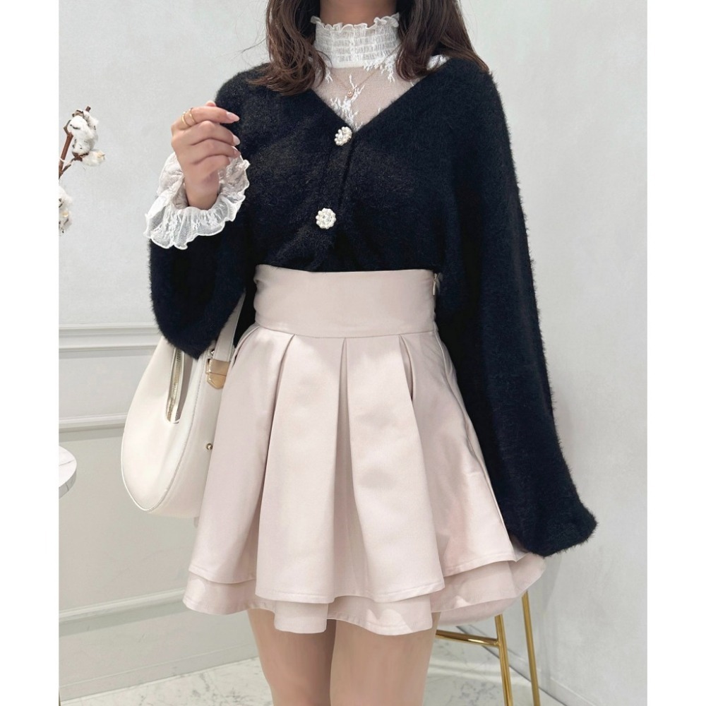 【apres jour⪩⪨秘境代購】預購 高腰喇叭雙層百褶裙 有內襯 顯瘦美腿 梨形友善-規格圖1