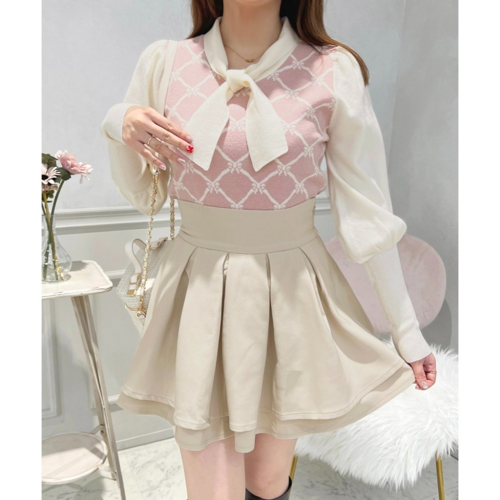 【apres jour⪩⪨秘境代購】預購 高腰喇叭雙層百褶裙 有內襯 顯瘦美腿 梨形友善-規格圖1