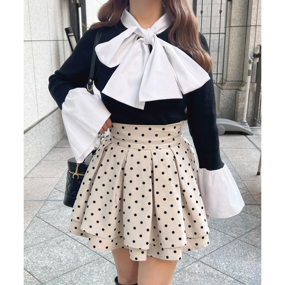 【apres jour⪩⪨秘境代購】預購 高腰喇叭雙層百褶裙 有內襯 顯瘦美腿 梨形友善-規格圖1