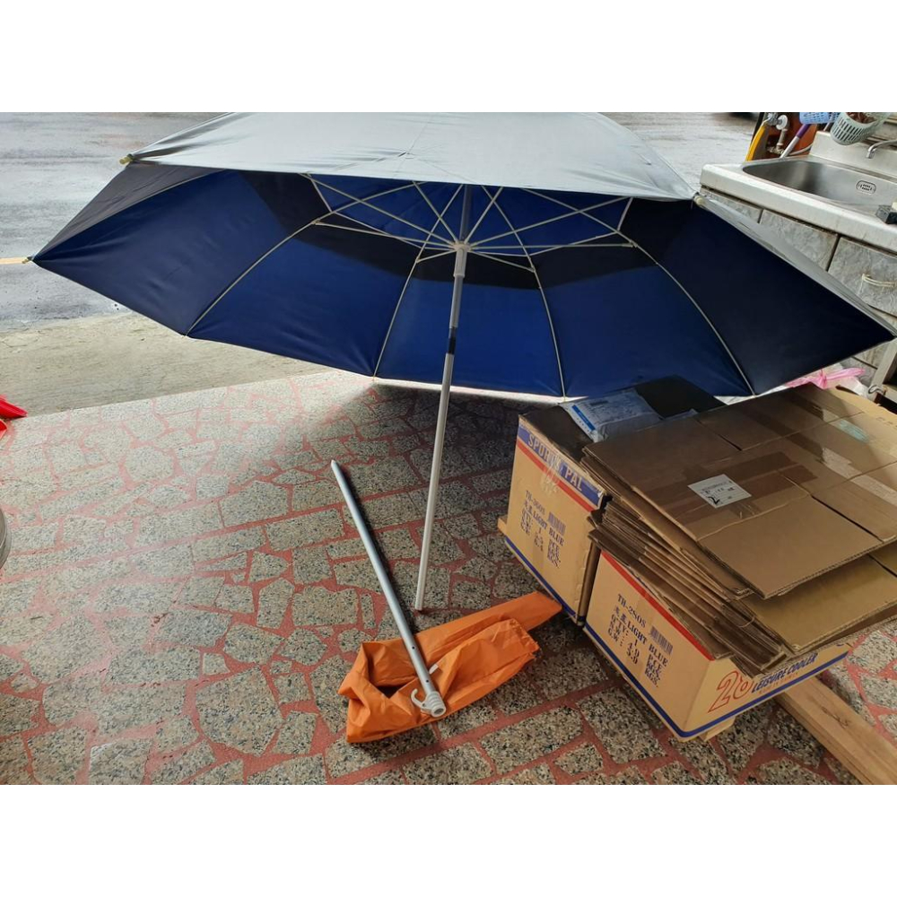 【魚戰釣具】銀膠直傘45吋 陽傘-細節圖2
