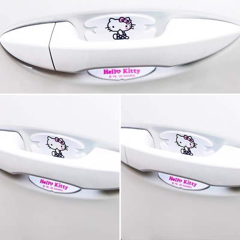 正品 可愛Kitty汽車門把手 保護條 門貼 防磨 貼膜 隱形 可愛裝飾-細節圖3