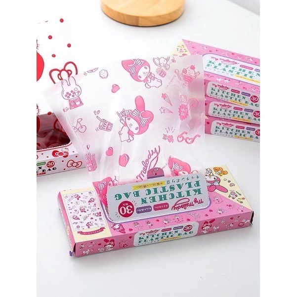 正品 日本kitty抽取式30枚入 厨房保鲜袋 食品袋 冷熱食物可裝 塑膠袋-細節圖5