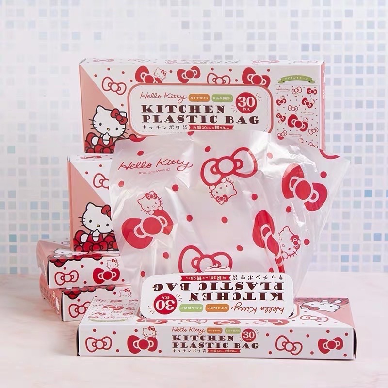 正品 日本kitty抽取式30枚入 厨房保鲜袋 食品袋 冷熱食物可裝 塑膠袋-細節圖7