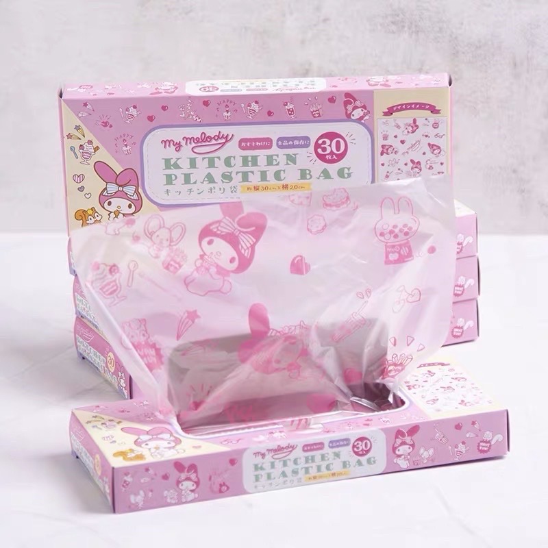 正品 日本kitty抽取式30枚入 厨房保鲜袋 食品袋 冷熱食物可裝 塑膠袋-細節圖8