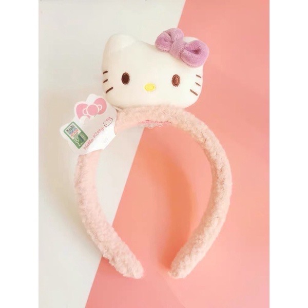 正品 可愛hello kitty毛絨玩偶公仔髮圈 髮箍少女心軟萌頭箍飾品（粉色）-細節圖2